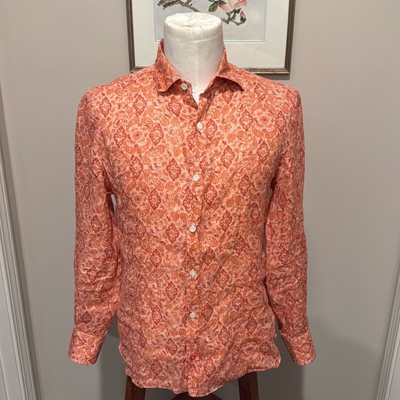 Isaia - Long Sleeve Printed Button Down Dress Shirt - Size 15.5 - Picture 1 of 11
